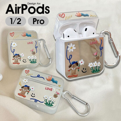 【1000円ポッキリ】≪エアーポッズ かわいい≫AirPods Pro ケース PC+TPU Air Pods 1 第一世代 2 第二世代 プロ アップル  アクセサリー 収納カバー イヤホンケース カラビナ付き イヤホン キズ防止 韓国 女子 鏡面