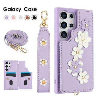 スマホストラップ Galaxy S24 Ultraケース S23 Ultraケース S22 Ultraケース Galaxy A55 5Gケース スマホケース ショルダーストラップ ギャラクシーa54 5Gカバー 背面 カード収納 ギャラクシー a53 5G カバー ハンドストラップ galaxy S23 FEケース 背面手帳型ケース 花柄